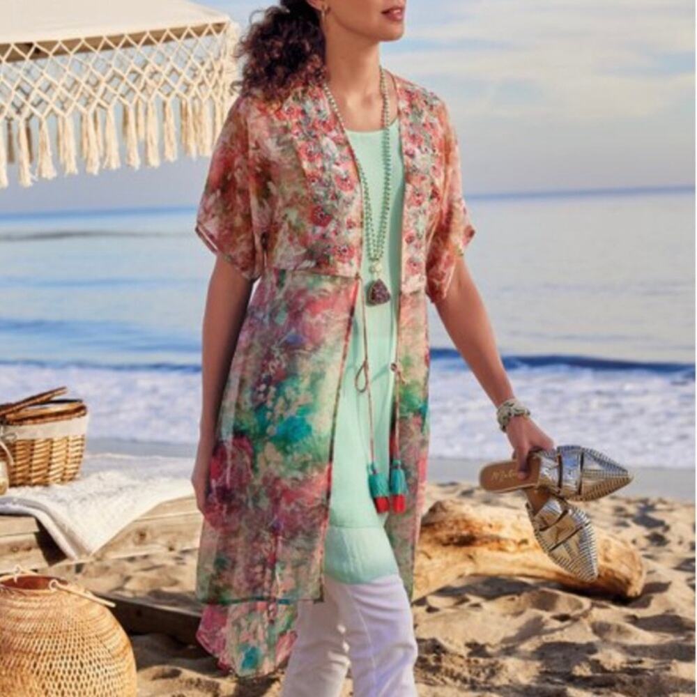 Soft Surroundings Peach Nectar Primavera Topper Sz.S NWT